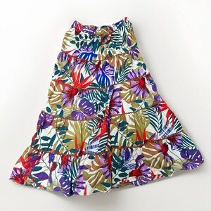Truly 4 You Cotton Blend Tiered Maxi Skirt Multicolor Tropical Floral Print Sz L